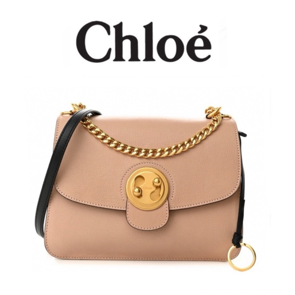 Chloe Tan Crossbody Bag with Gold Hardware and Smooth Finish